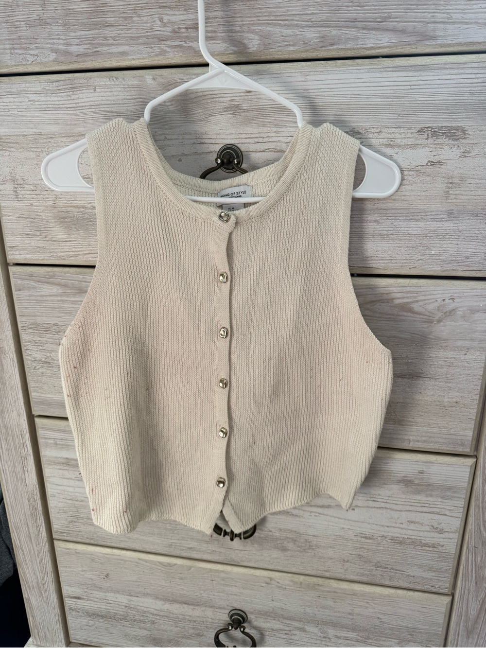 Sleeveless Button-Front Knit Top - Cream